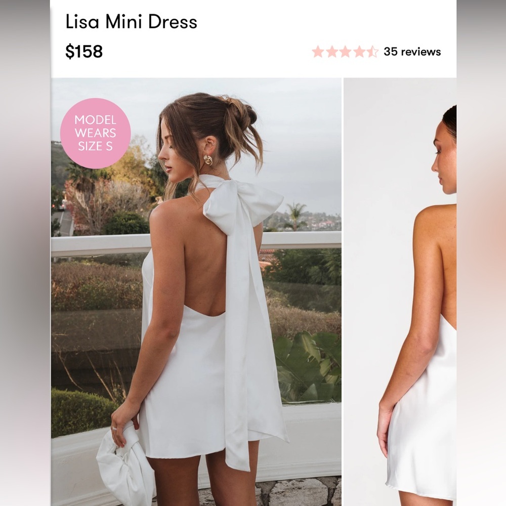 Worn ONCE Show Me Your MuMu white mini dress w/ bow on back!